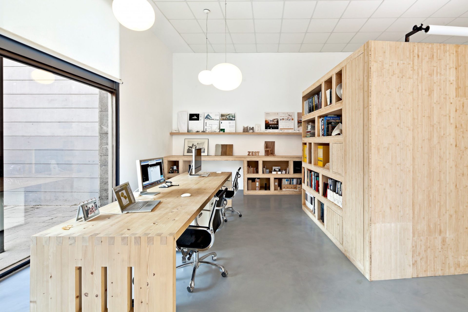 Office with birch furniture